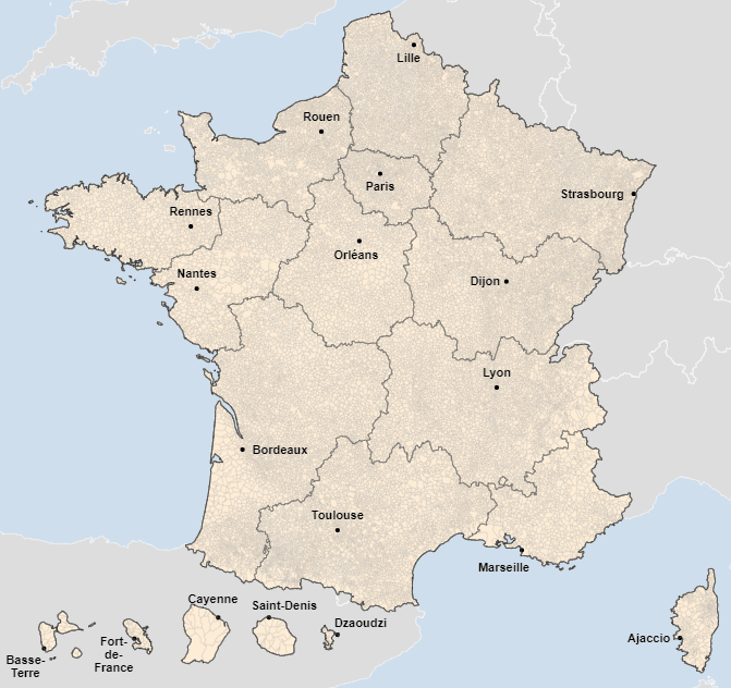 Carte détaillée de la France  Carte de france département, Carte